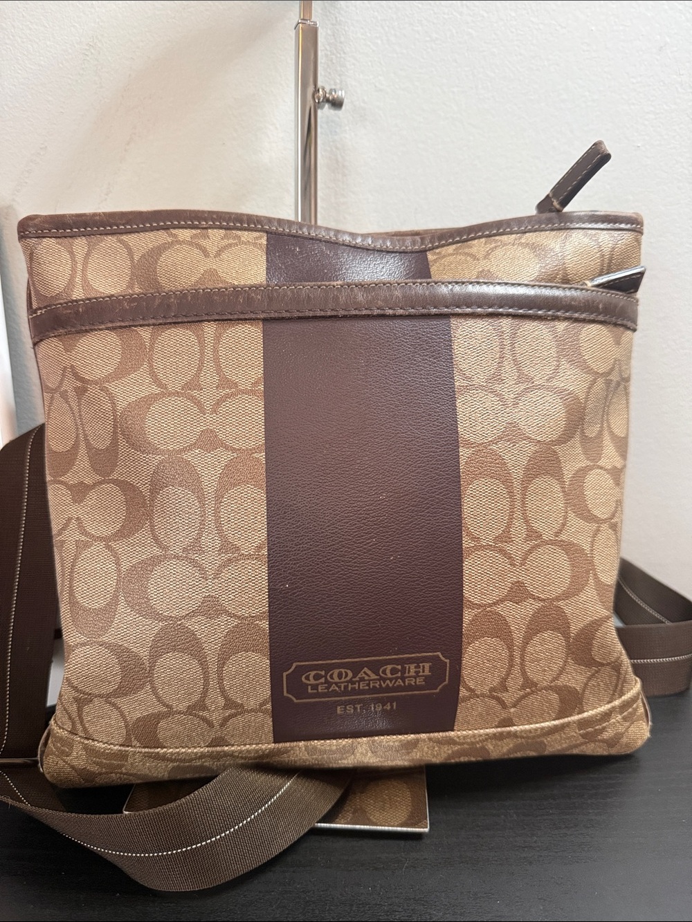 Coach Signature Stripe Canvas Crossbody Bag - Picture 3 of 15